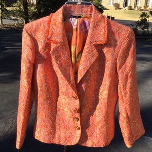 ECI New York Orange Trimmer Raised Flowery Jacket